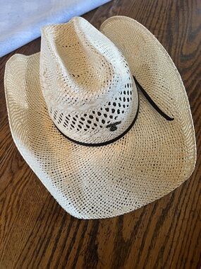 Ariat Natural Straw Western Hat with Black Trim